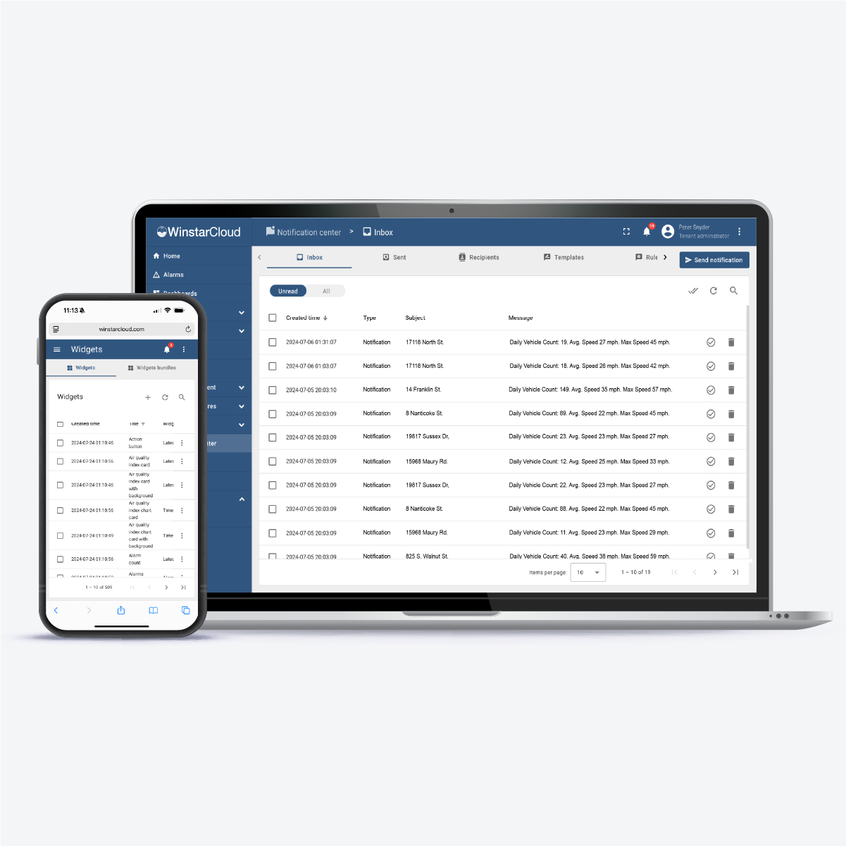 Winstar Cloud dashboard screenshot